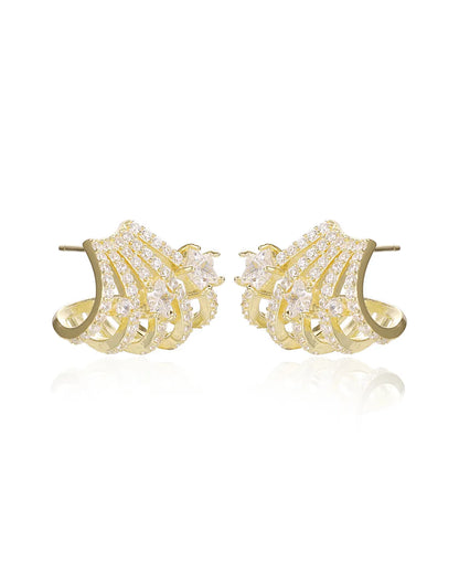 Elegant Gold Fan Earrings with a Unique and Exotic Fashion Design