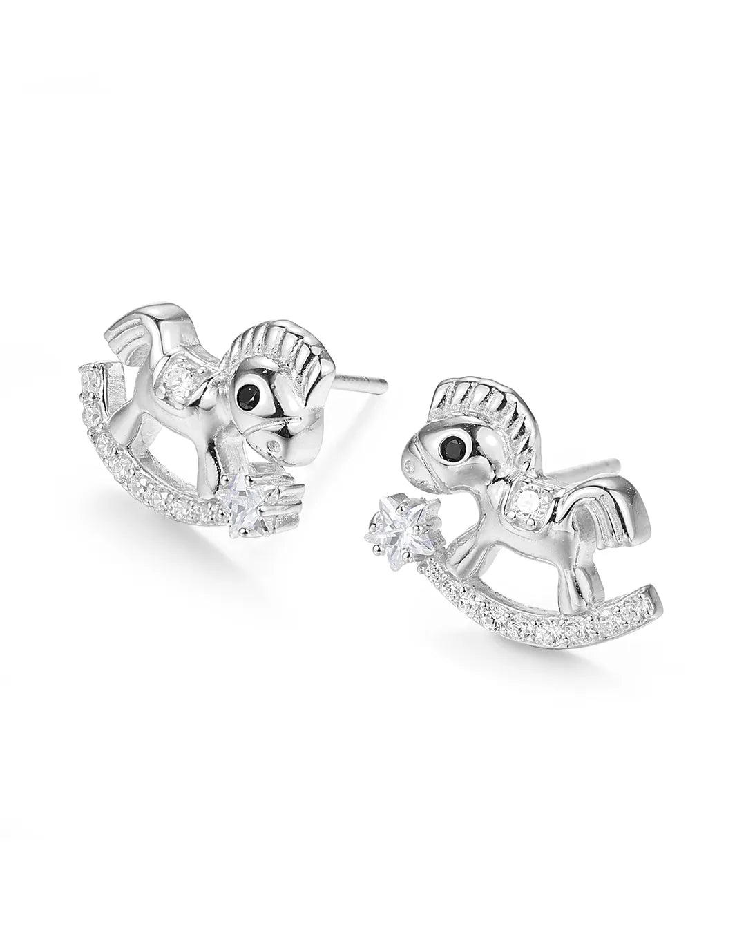 Precious Horse Earrings Crafted in High Quality Polished Silver
