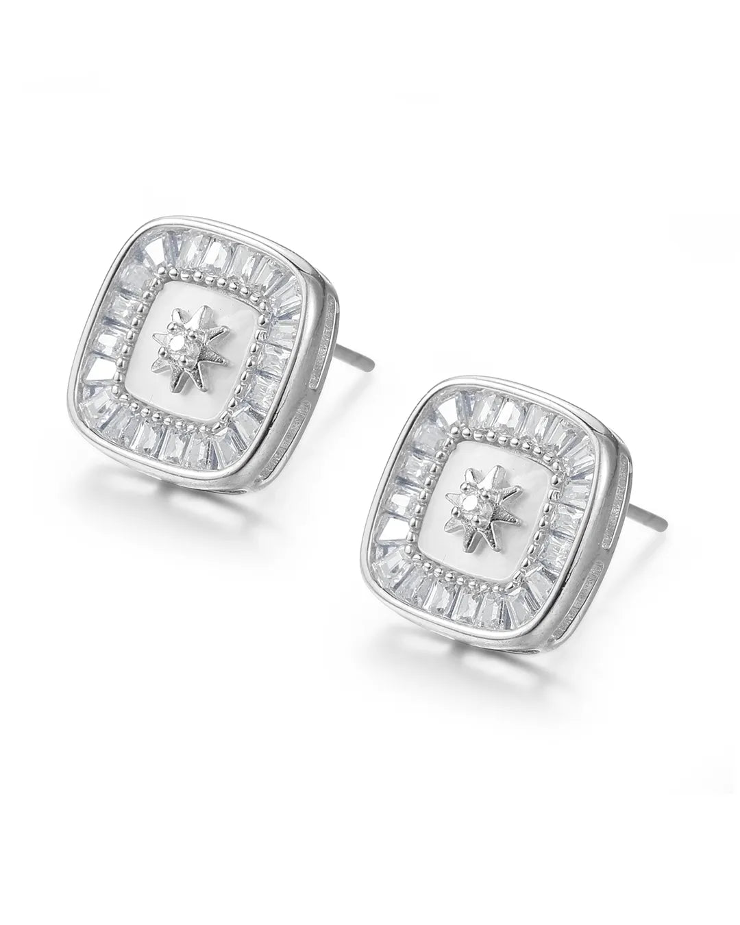 Square Silver Earrings
