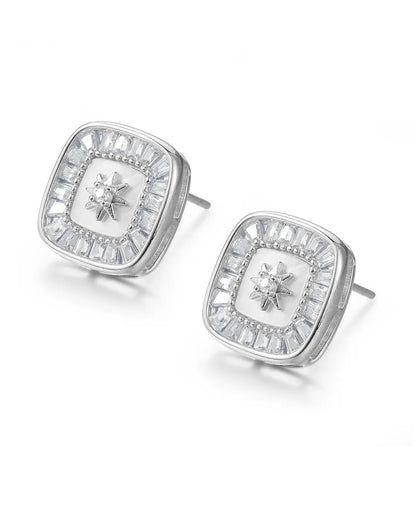 Square Silver Earrings