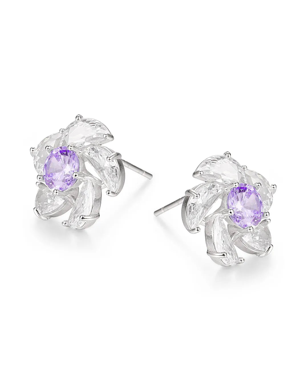 Purple Crystal Stud Earrings