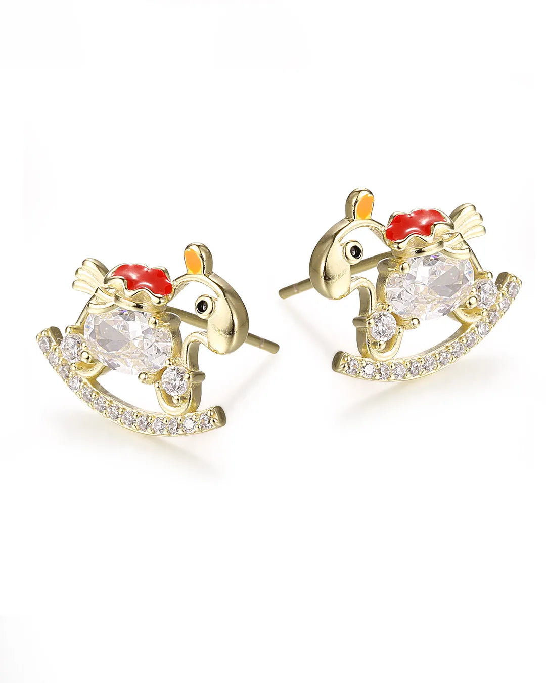 Adorable Horse Stud Earrings with a Unique Rocking Horse Design
