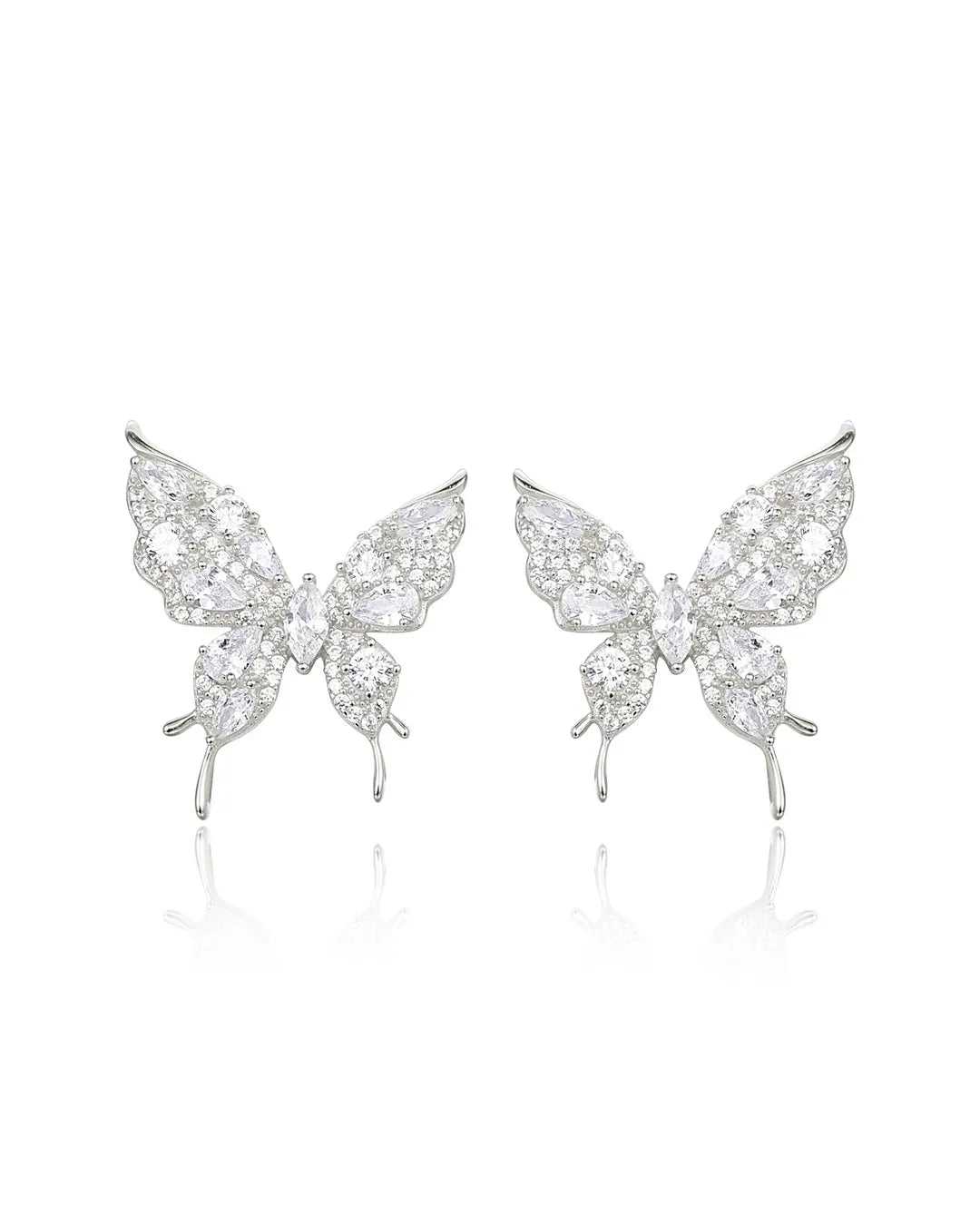 Silver Butterfly Stone Earrings