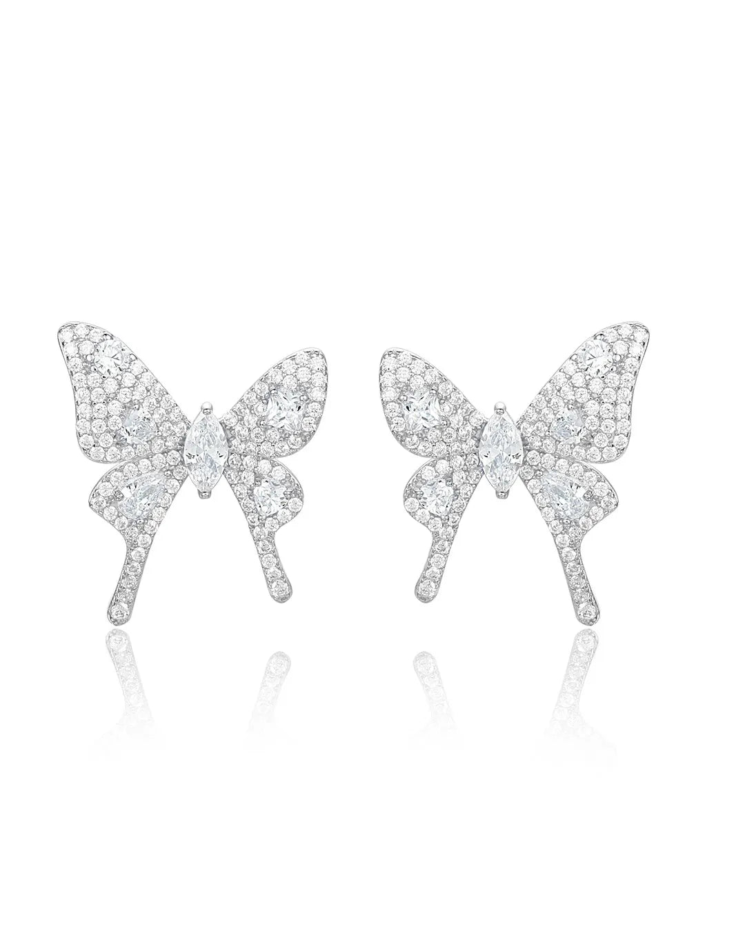 Silver Butterfly Hoop Earrings