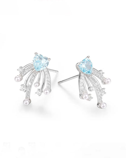 Blue Crystal Drop Earrings
