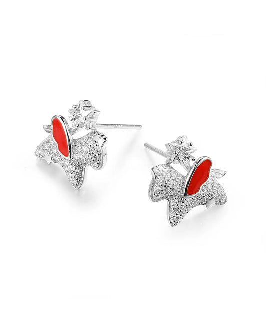 Crystal Snake Silver Earrings