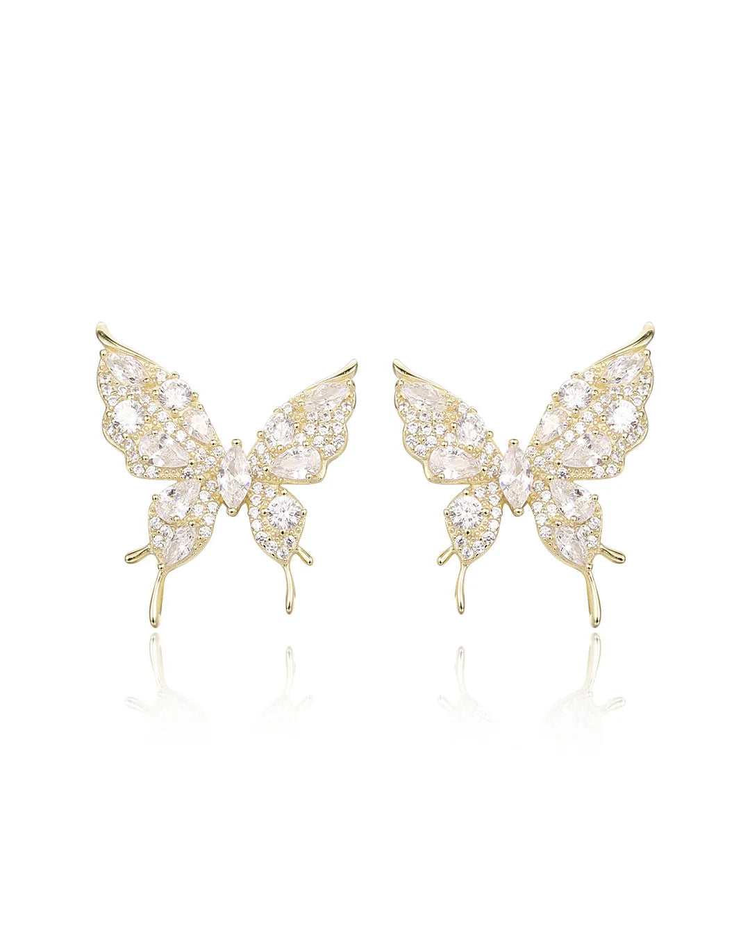 Gold Butterfly Stone Earrings