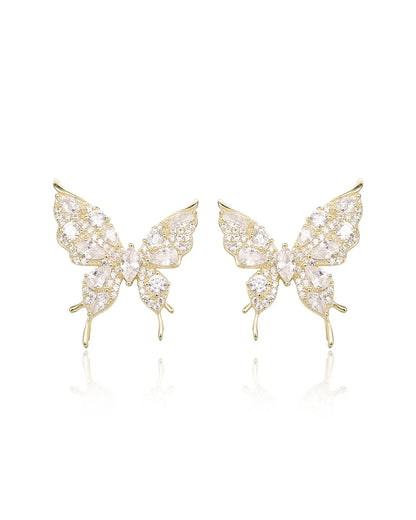Gold Butterfly Stone Earrings