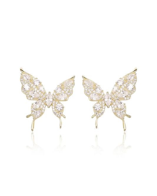 Gold Butterfly Stone Earrings