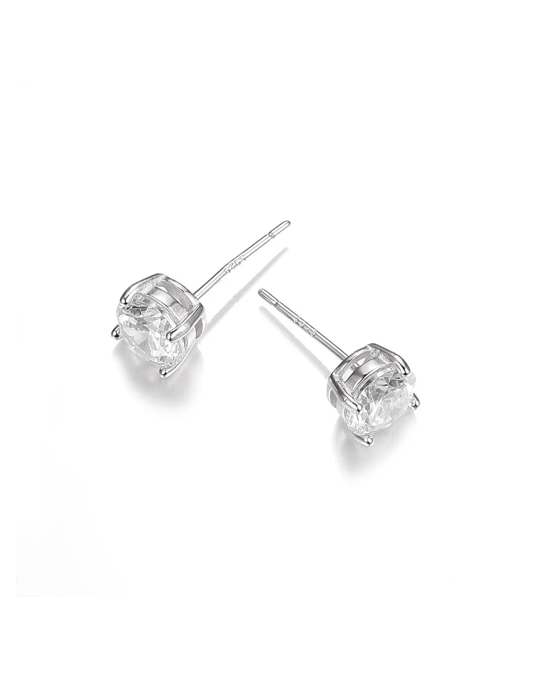 Round CZ Solitaire Stud Earrings