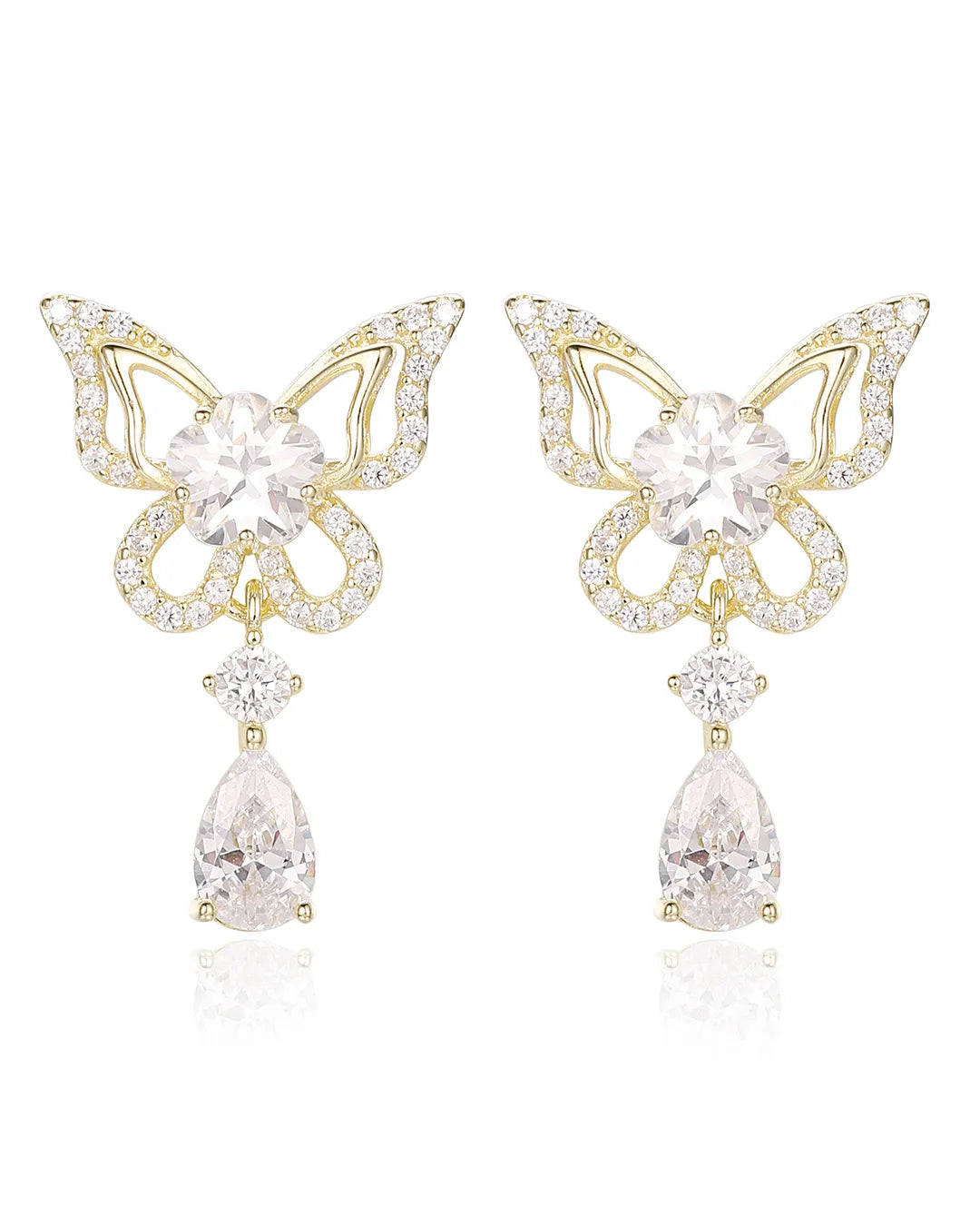 Butterfly Crystal Gold Earrings