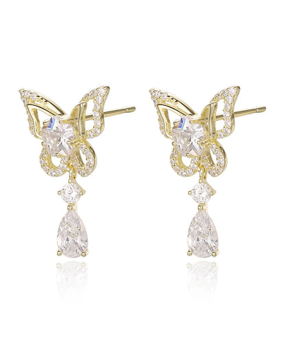 Butterfly Crystal Gold Earrings