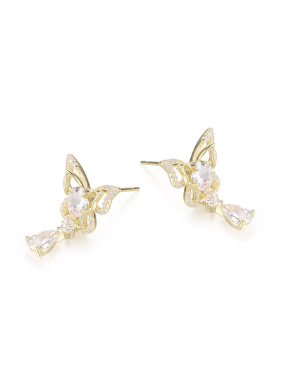 Butterfly Crystal Gold Earrings