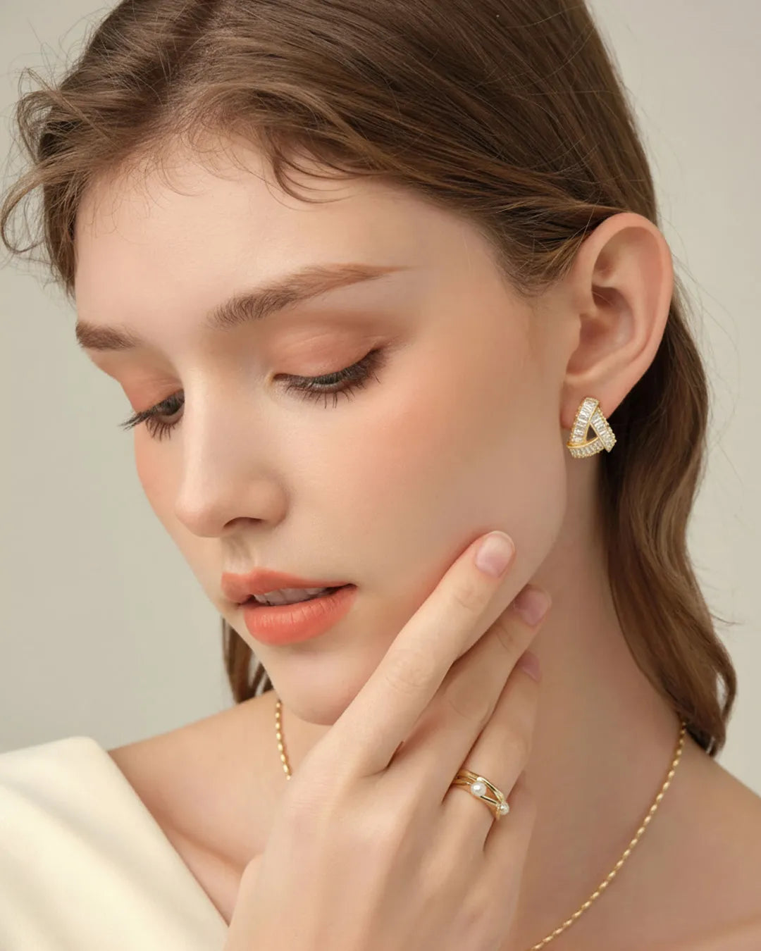 Gold Crystal Stud Earrings