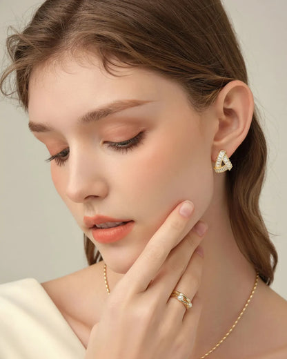 Gold Crystal Stud Earrings