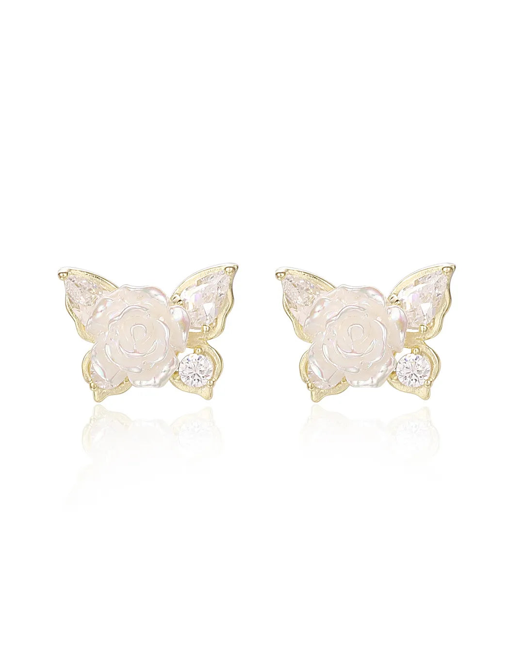 Gold Flower Fox Earrings