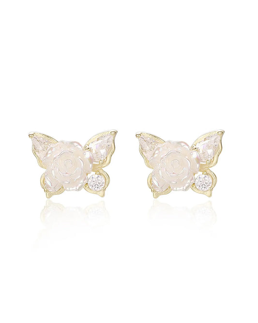 Gold Flower Fox Earrings