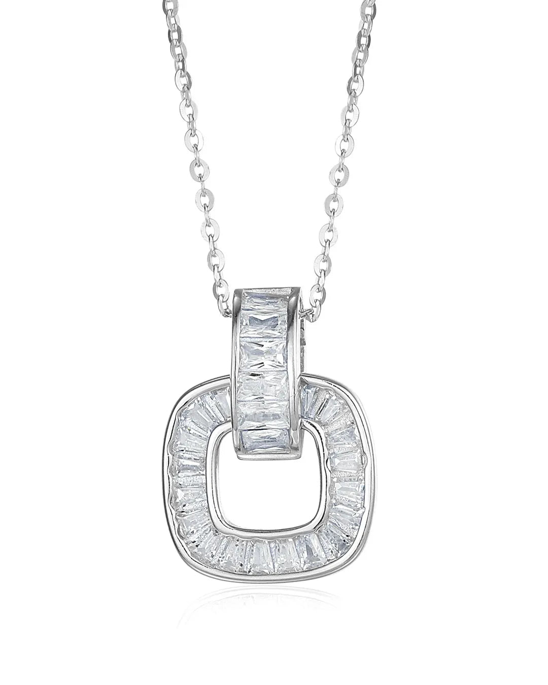 Versatile Silver Pendant Necklace with a Polished Geometric Design