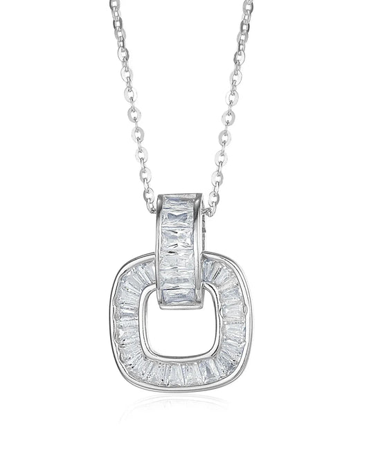 Versatile Silver Pendant Necklace with a Polished Geometric Design