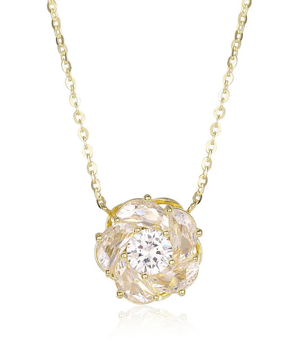Radiant Gold Cluster Necklace Crafted with High Quality Crystals