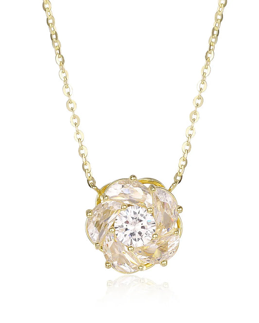 Radiant Gold Cluster Necklace Crafted with High Quality Crystals