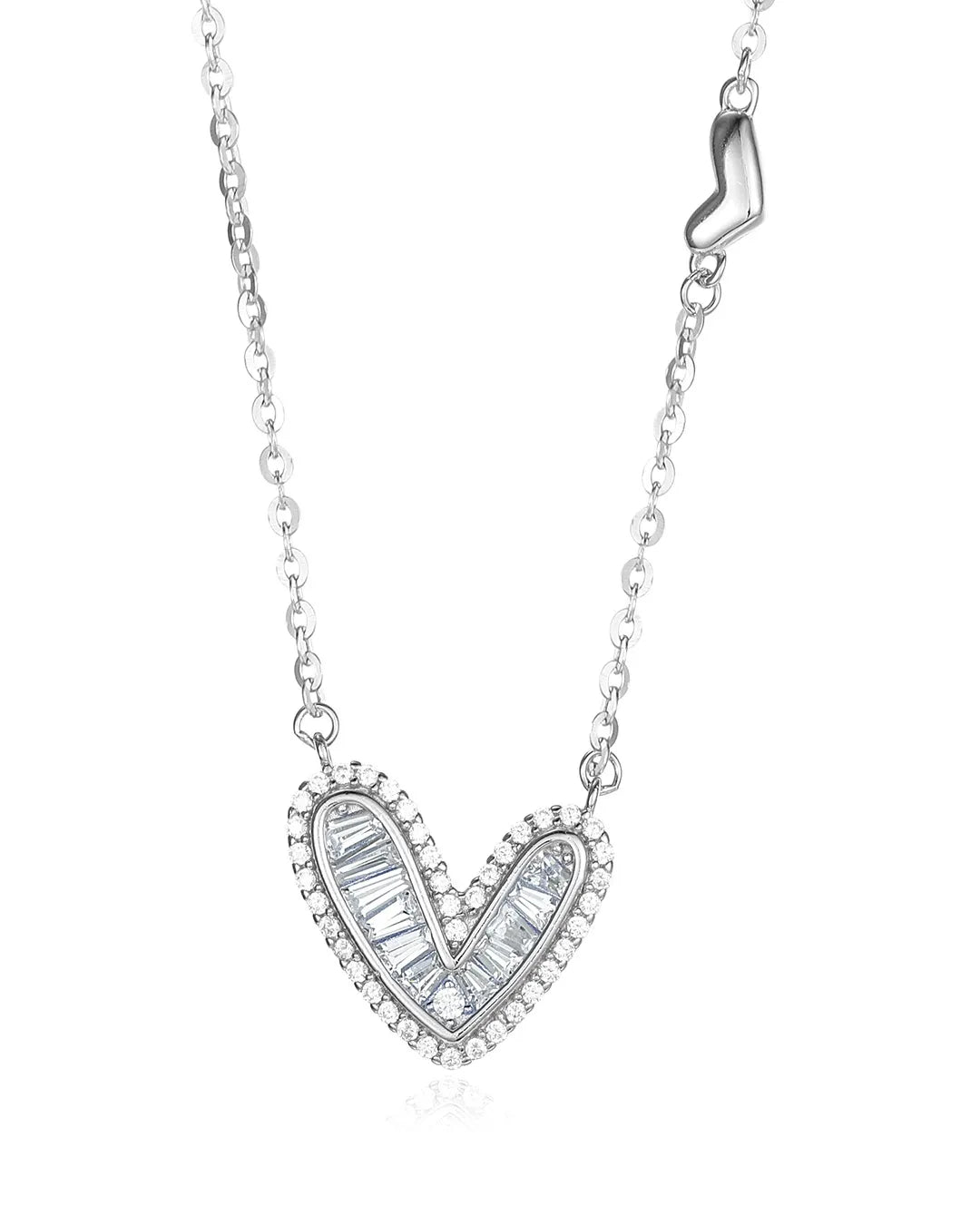 Delicate Silver Heart Necklace Crafted with a High Polish Finish