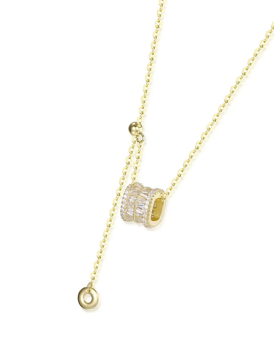Minimalist Dainty Gold Necklace Featuring a Polished Cube Design