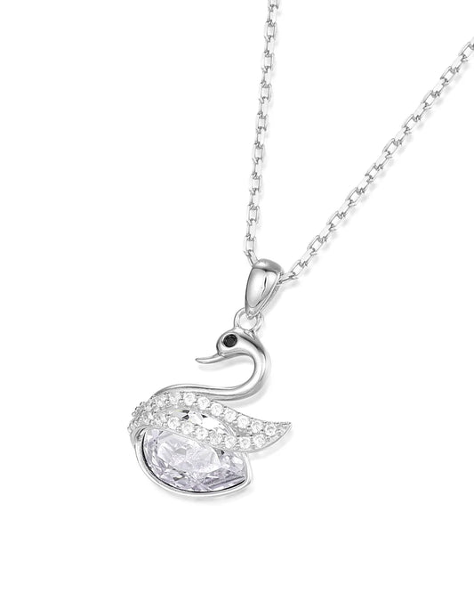 Classy Silver Swan Necklace