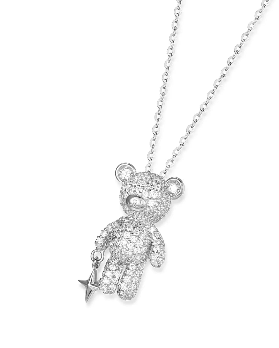 Shimmering Crystal Teddy Bear Pendant for a Whimsical Luxury Look