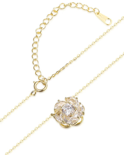 Radiant Gold Cluster Necklace Crafted with High Quality Crystals