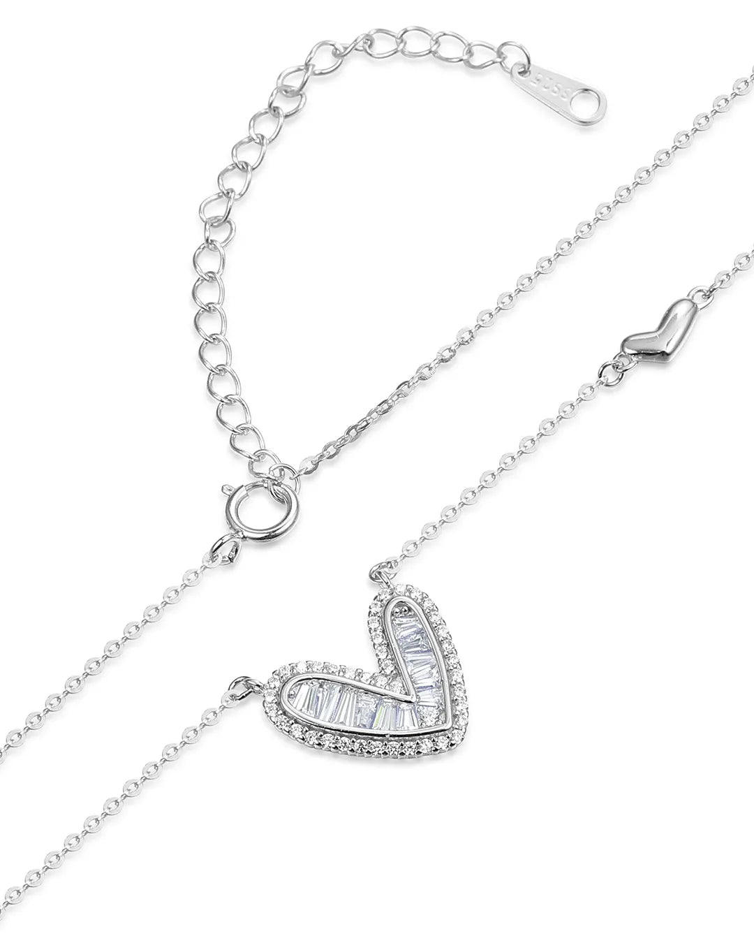 Delicate Silver Heart Necklace Crafted with a High Polish Finish