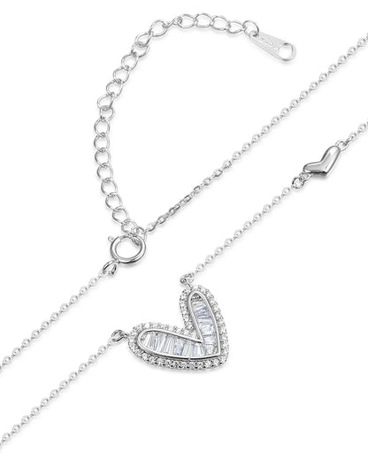 Delicate Silver Heart Necklace Crafted with a High Polish Finish