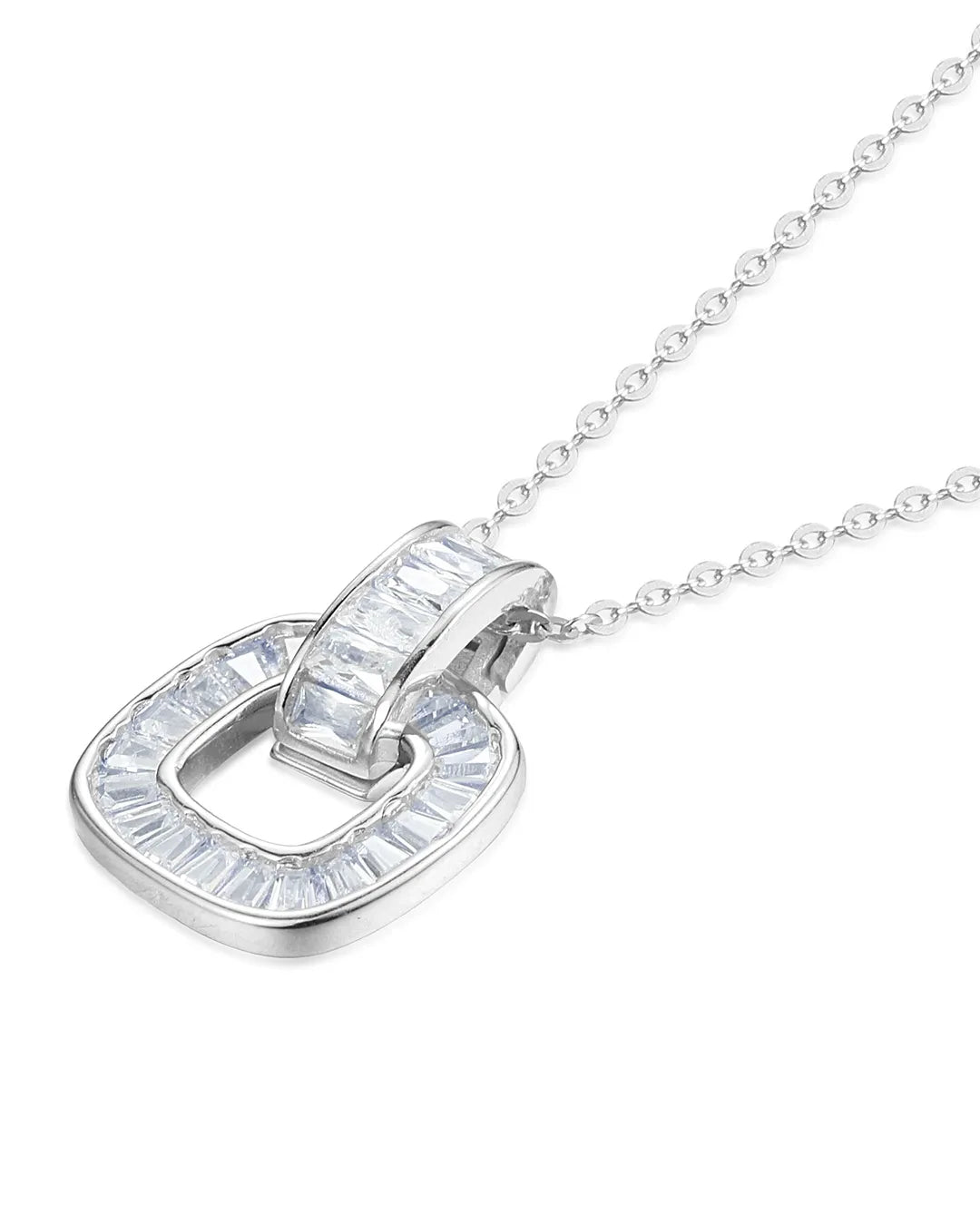 Versatile Silver Pendant Necklace with a Polished Geometric Design