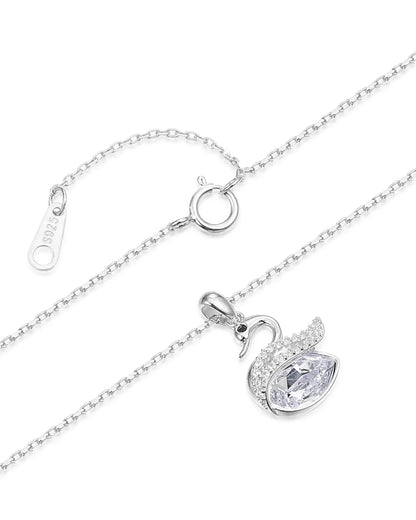 Classy Silver Swan Necklace