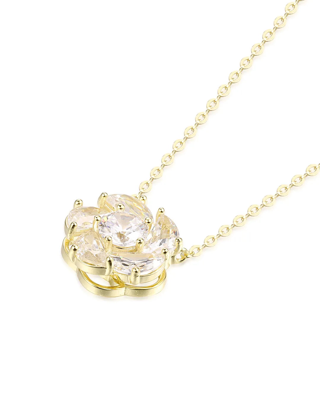 Radiant Gold Cluster Necklace Crafted with High Quality Crystals