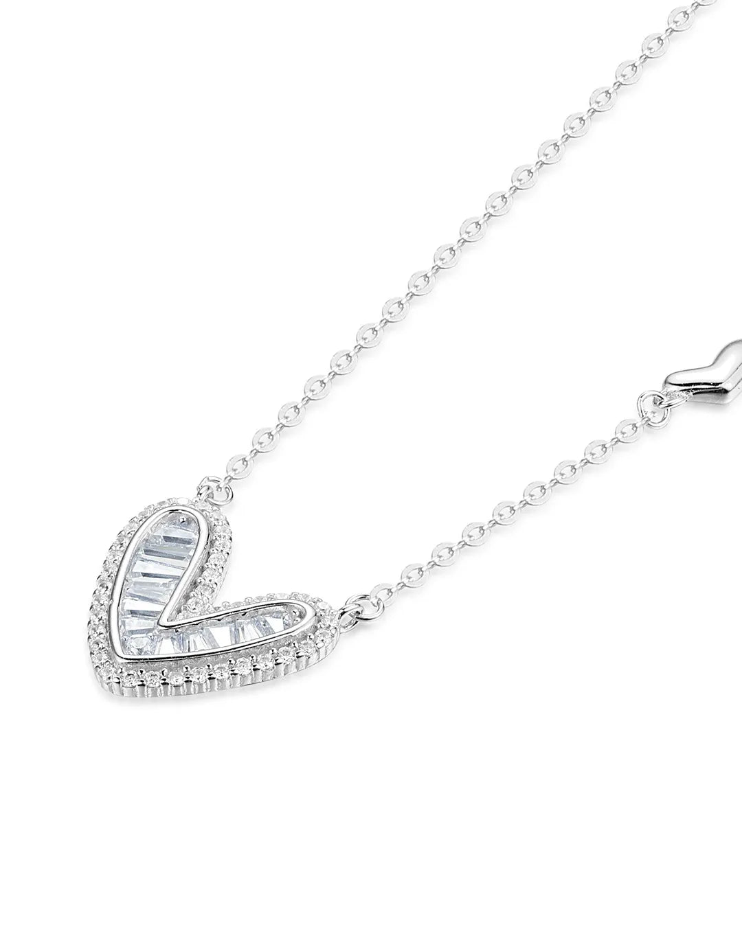 Delicate Silver Heart Necklace Crafted with a High Polish Finish