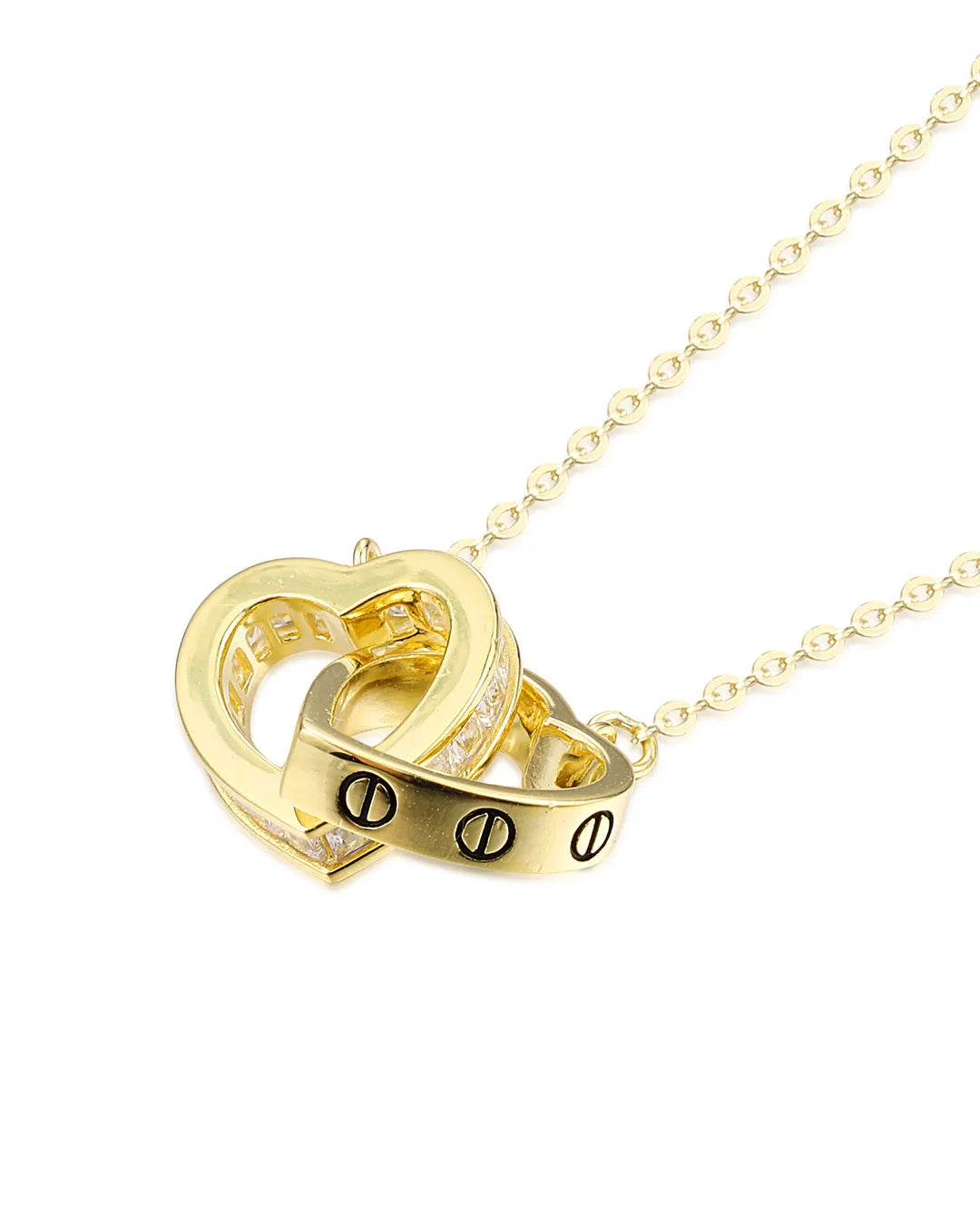 Romantic Double Heart Necklace Representing an Eternal Bond