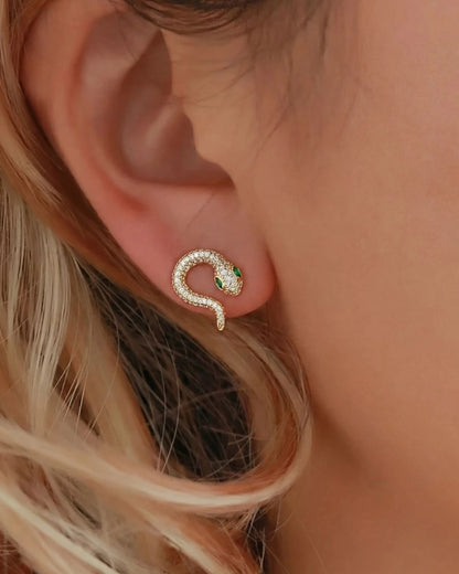 Gold Pavé Snake Earrings
