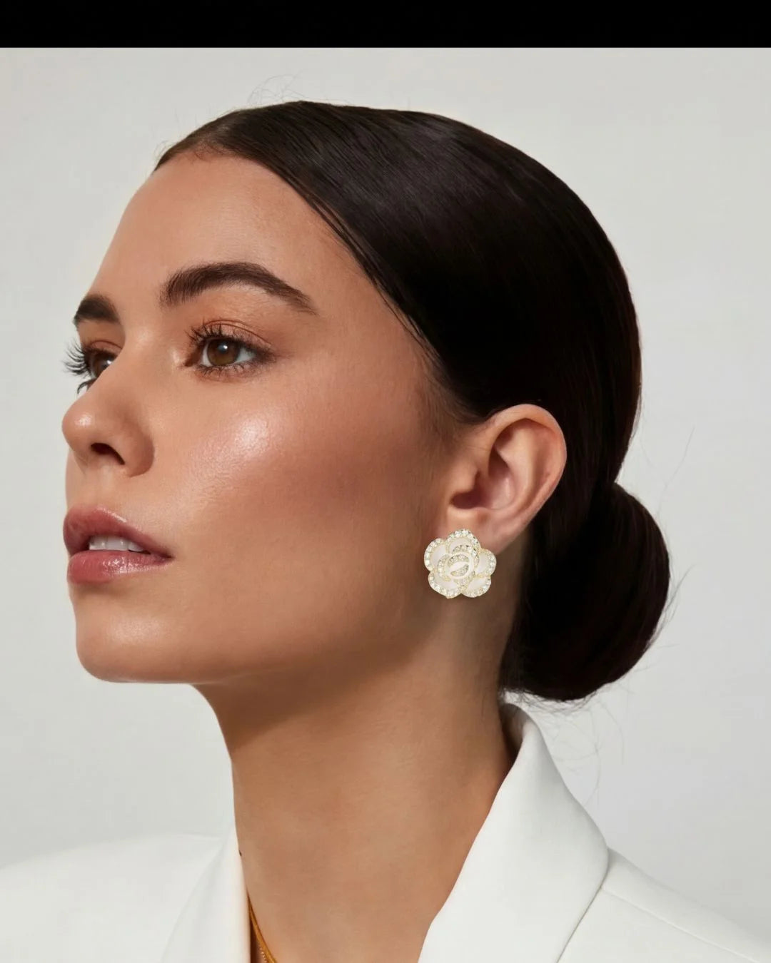 Gold Rose Stud Earrings