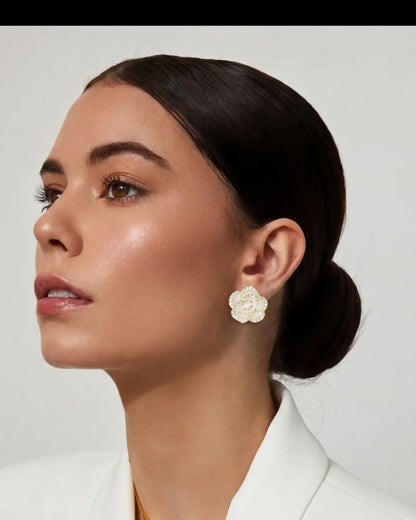 Gold Rose Stud Earrings