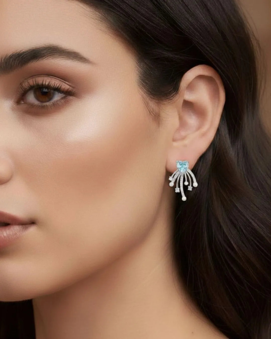 Blue Crystal Drop Earrings