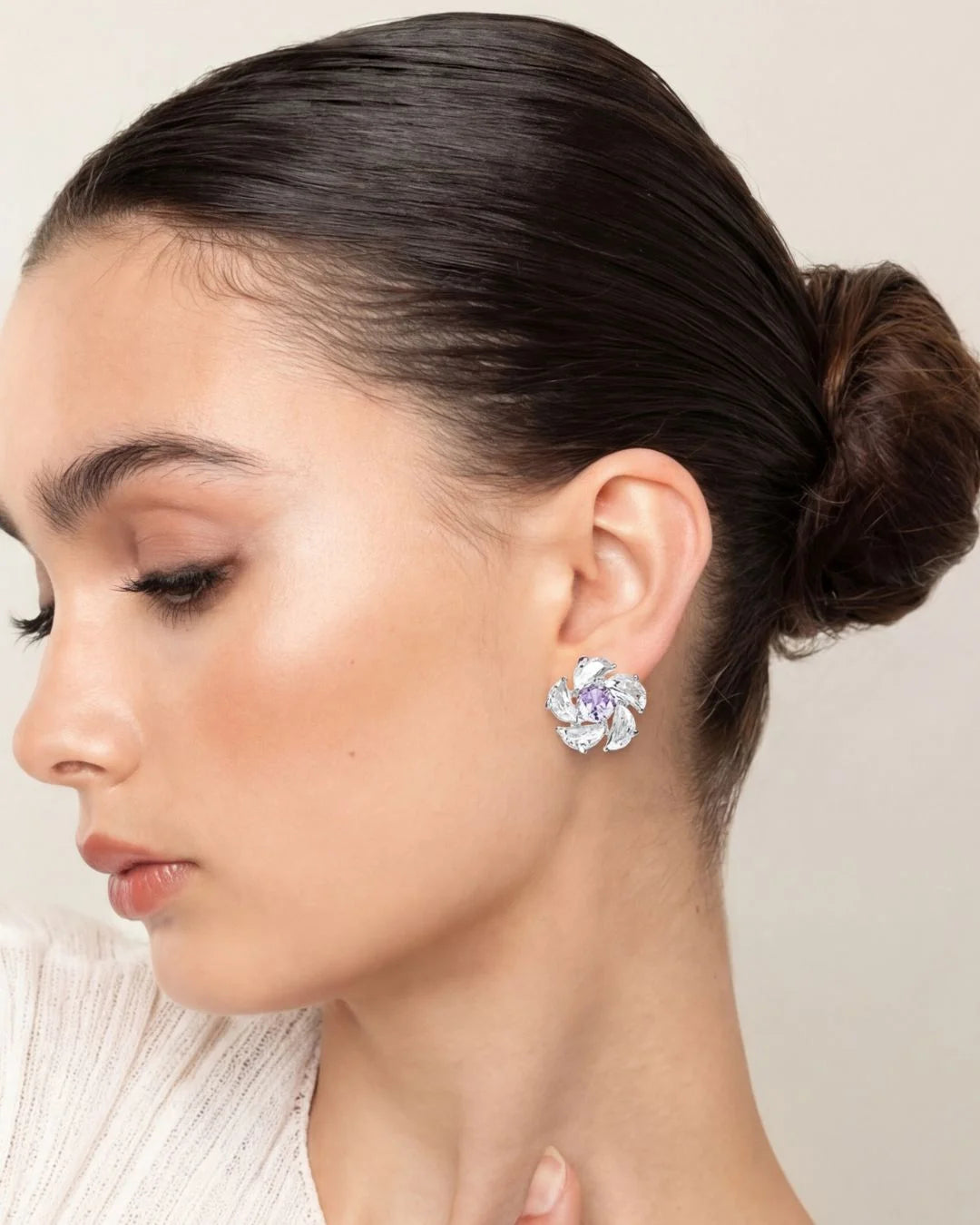 Purple Crystal Stud Earrings