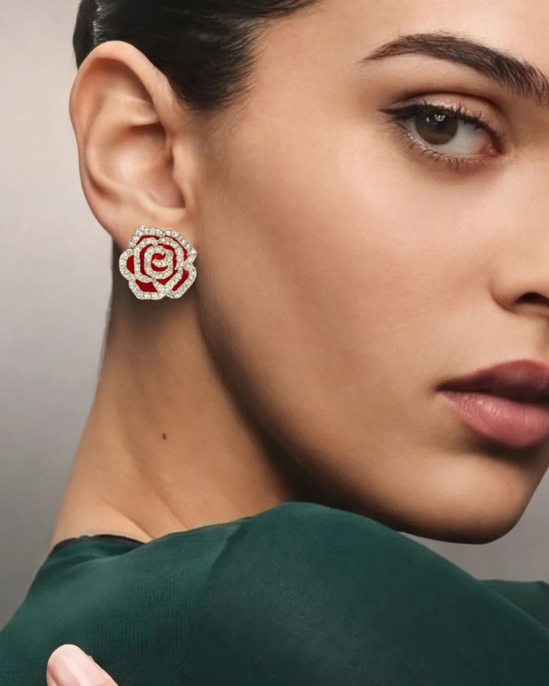 Red Rose Floral Earrings