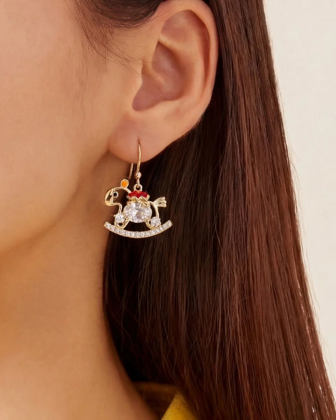 Adorable Horse Stud Earrings with a Unique Rocking Horse Design