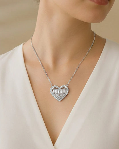 Delicate Silver Heart Necklace Crafted with a High Polish Finish