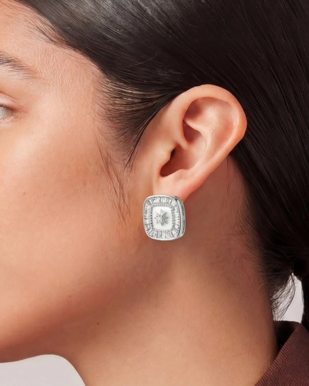 Square Silver Earrings