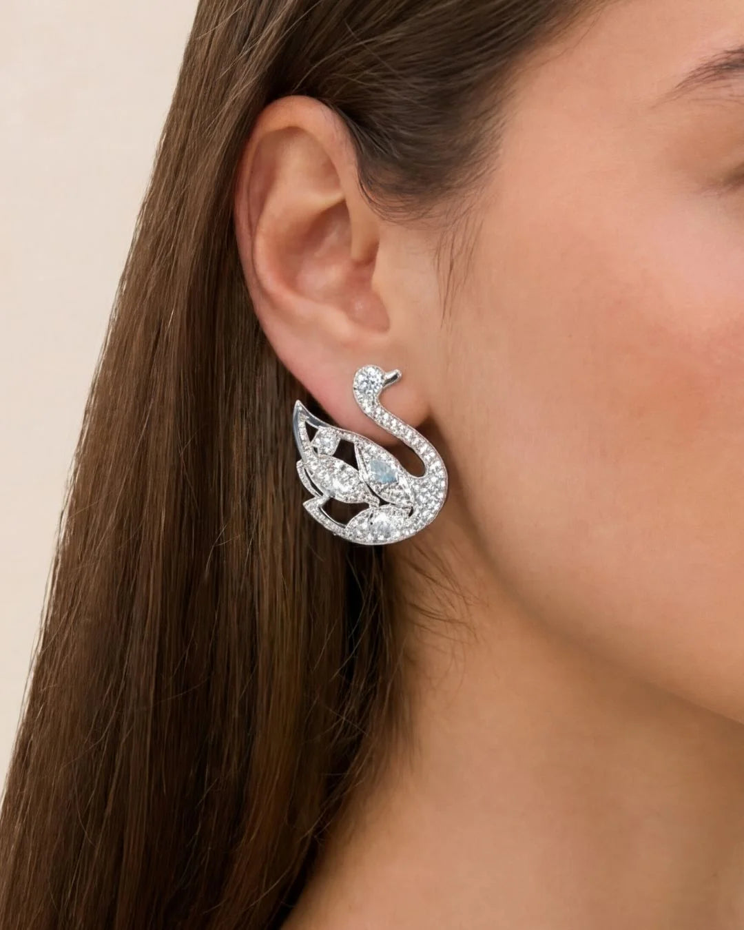 Radiant Swan Earrings Crafted with High Quality Shimmering Crystals