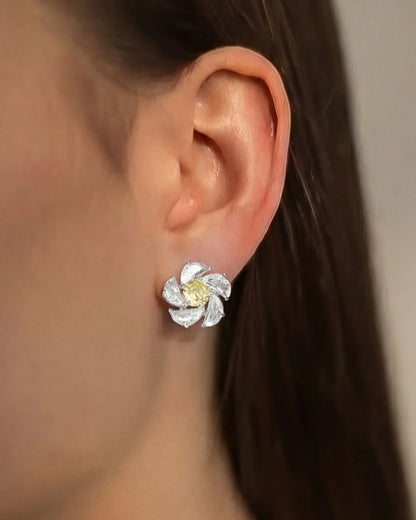 Yellow Crystal Silver Earrings