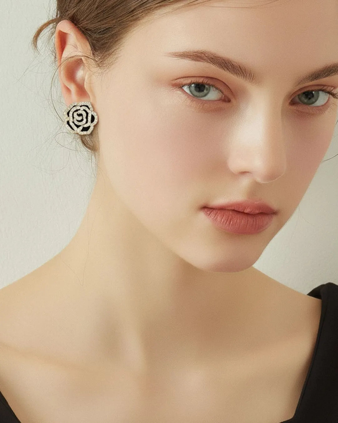 Black Rose Gold Earrings