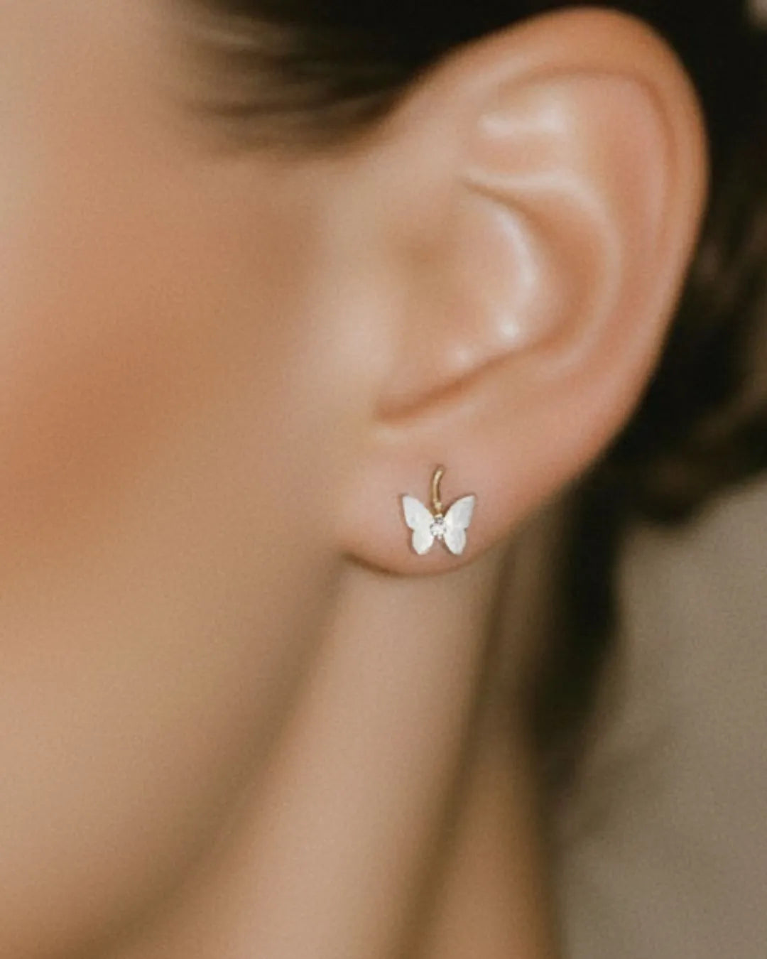 Gold Butterfly Hook Earrings